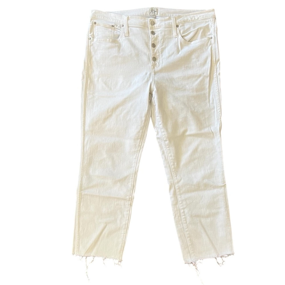 J. Crew White Vintage Straight Button Fly Raw Hem Jeans Size 33